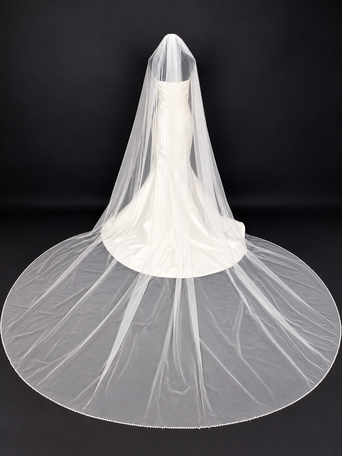 Cathedral Length Veil with Pearls & Crystal Edge