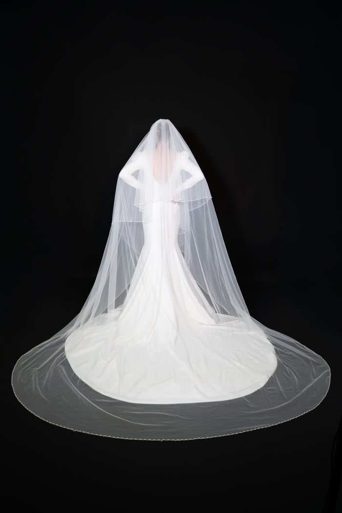 Blusher Veil with Crystal & Pearl