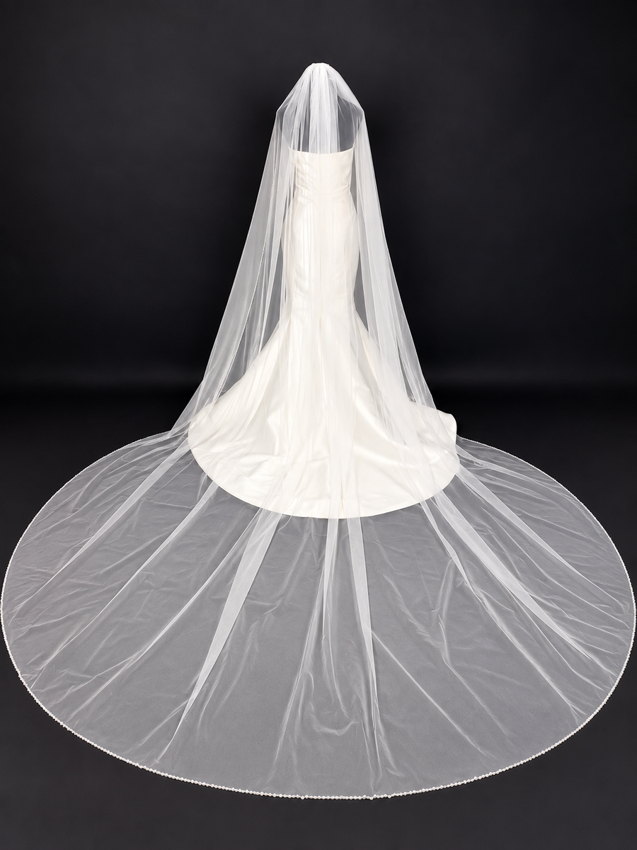 Cathedral Length Veil with Pearls & Crystal Edge