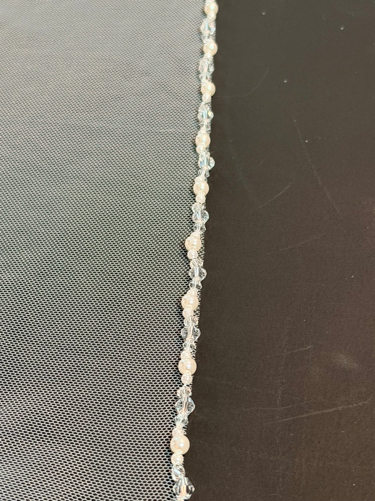 Cathedral Length Veil with Pearls & Crystal Edge — photograph 2 of 4