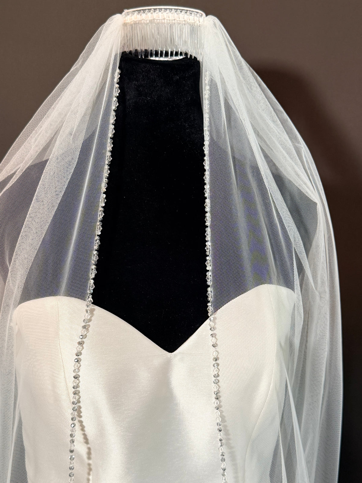Cathedral Length Veil with Pearls & Crystal Edge — photograph 3 of 4