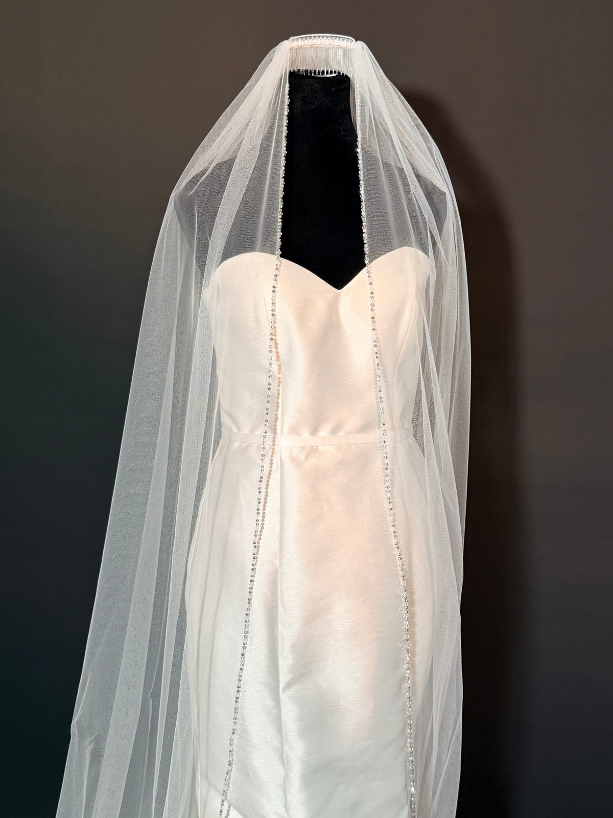Cathedral Length Veil with Pearls & Crystal Edge — photograph 4 of 4