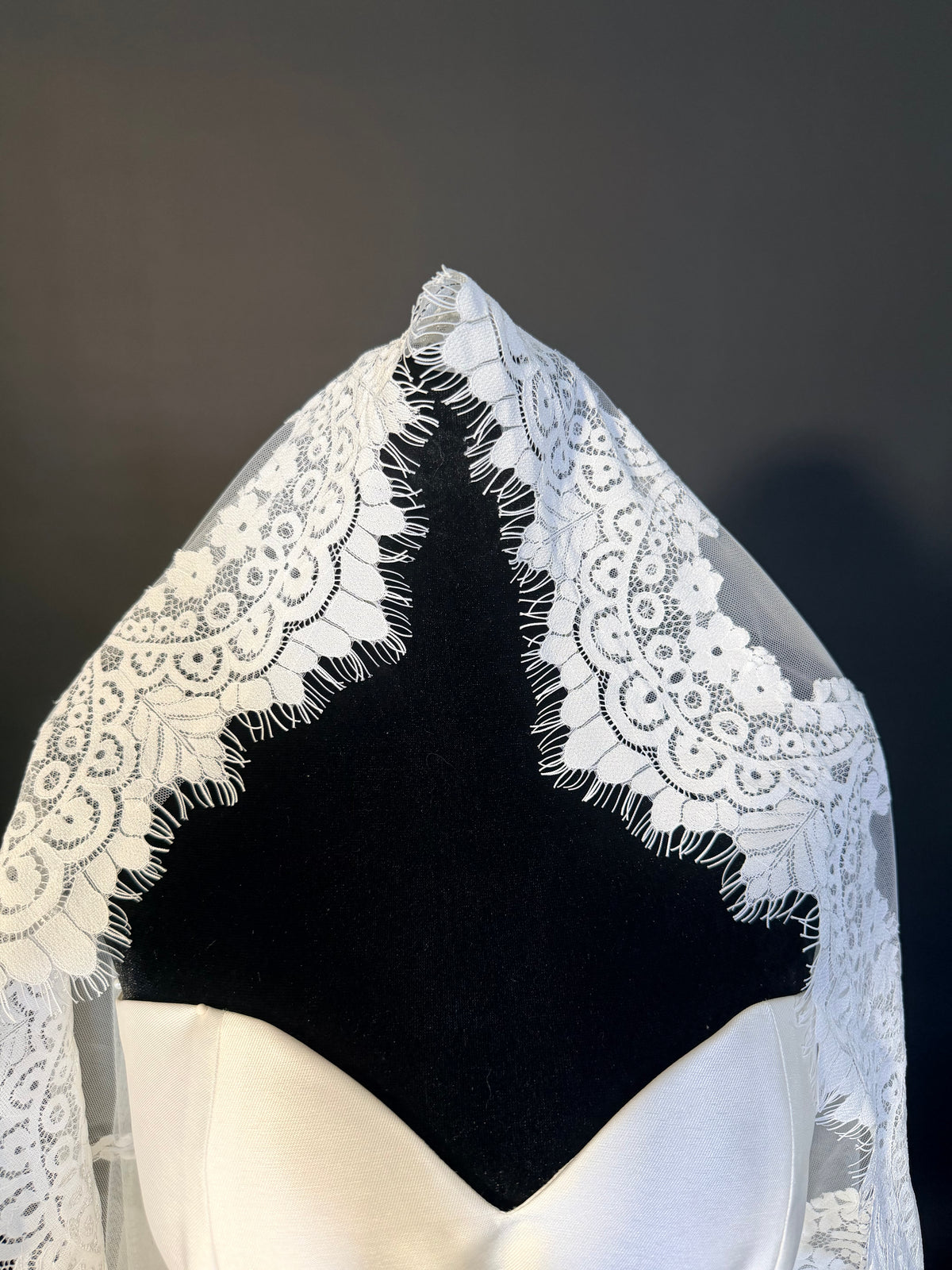 Cathedral Mantilla Veil, Soft Lace — photograph 4 of 6