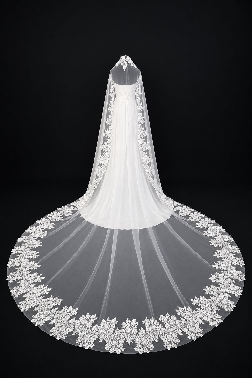 Floral Lace Cathedral Mantilla Veil — photograph 1 of 6