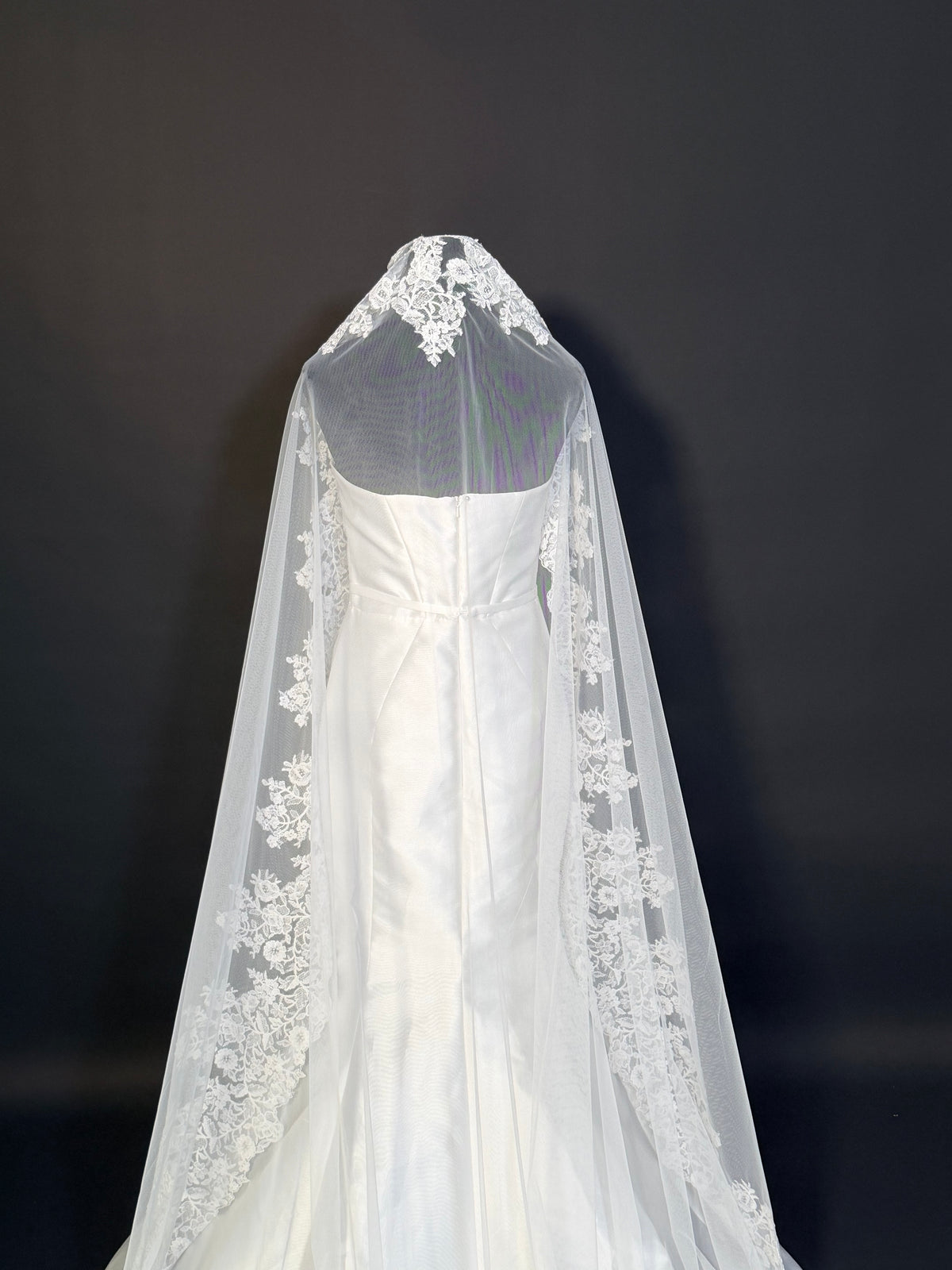 Floral Lace Cathedral Mantilla Veil — photograph 2 of 6