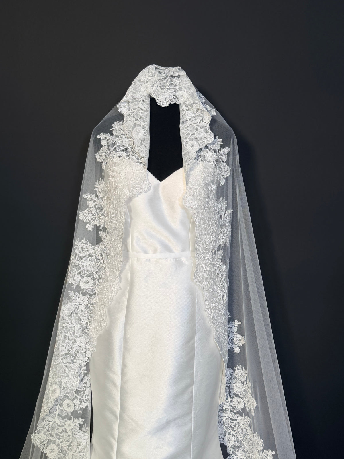 Floral Lace Cathedral Mantilla Veil — photograph 6 of 6