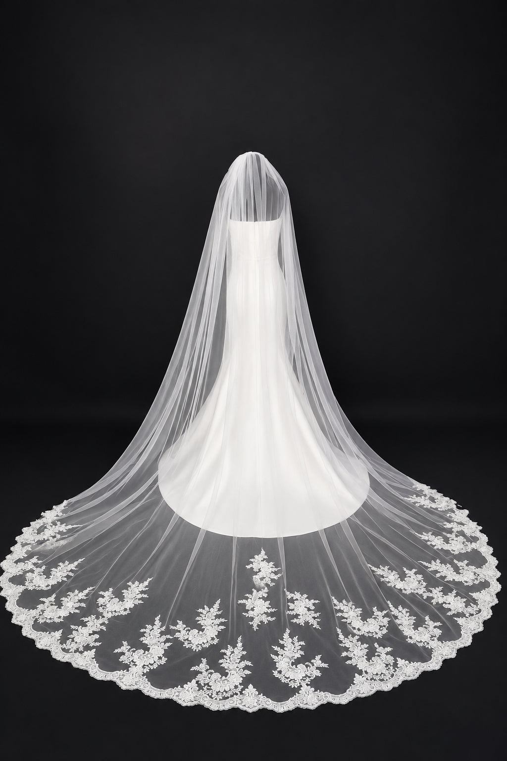 Cathedral Veil with Embroidered Lace, Pearls &amp; Sequins — photograph 1 of 4
