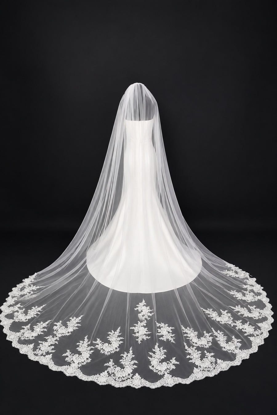 Cathedral Veil with Embroidered Lace, Pearls &amp; Sequins