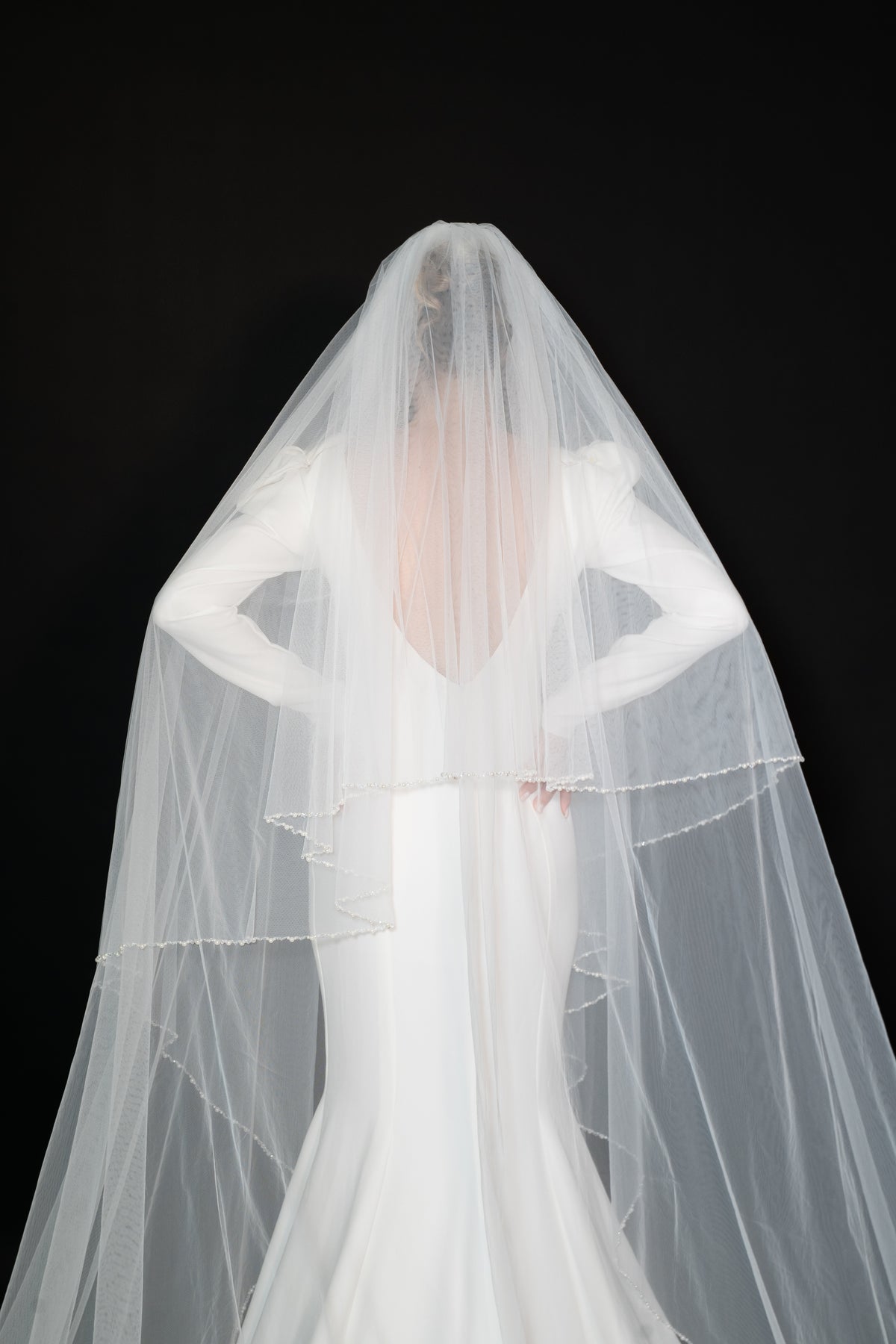 Blusher Veil with Crystal & Pearl — photograph 2 of 6