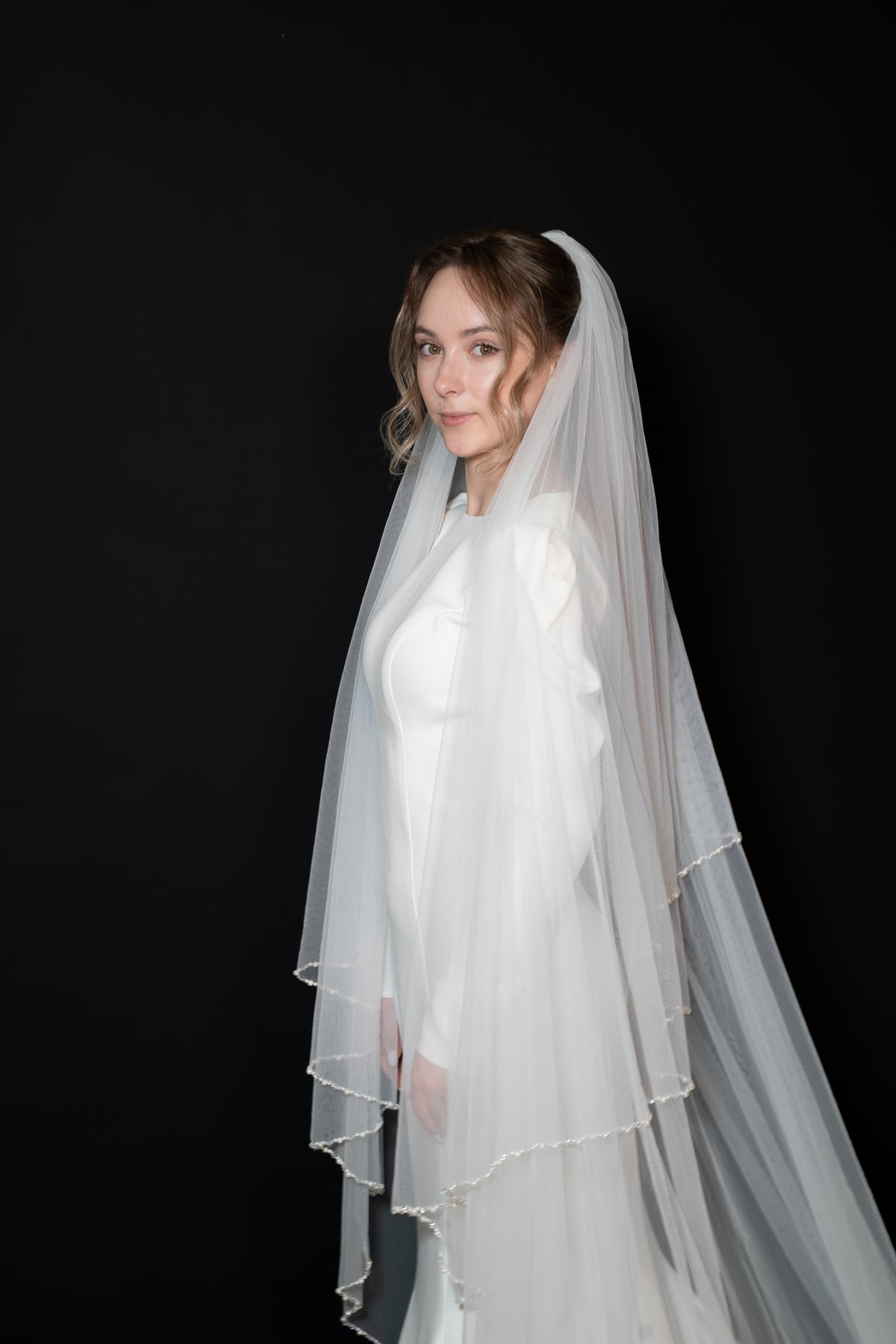 Blusher Veil with Crystal & Pearl — photograph 3 of 6