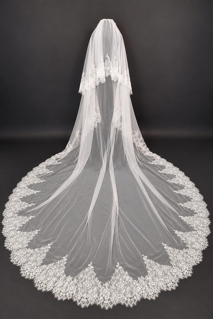 Floral Chantilly Lace, Cathedral Veil